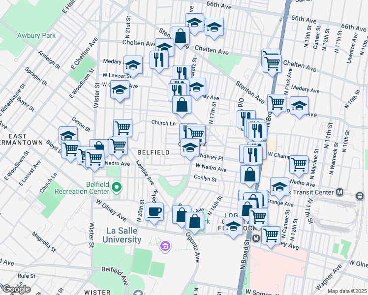 map of restaurants, bars, coffee shops, grocery stores, and more near 1814 West Champlost Avenue in Philadelphia
