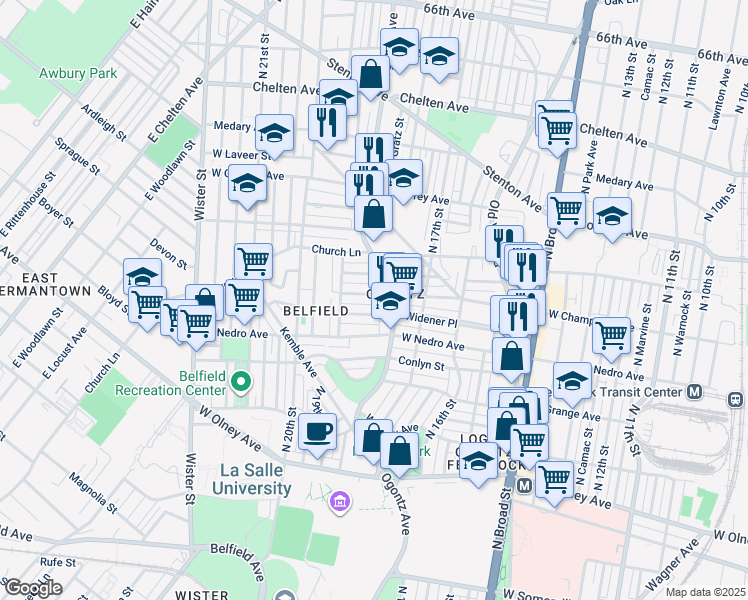 map of restaurants, bars, coffee shops, grocery stores, and more near 1820 West Champlost Street in Philadelphia