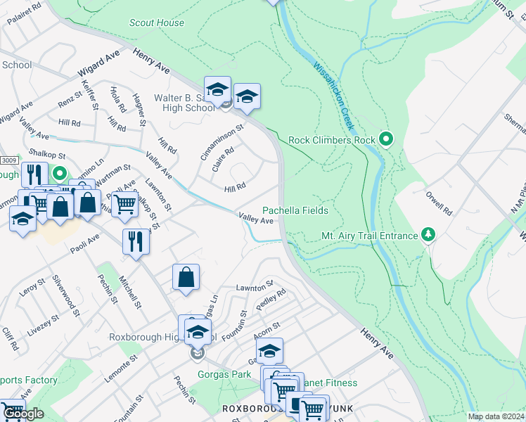 map of restaurants, bars, coffee shops, grocery stores, and more near 6901-29 Valley Avenue in Philadelphia