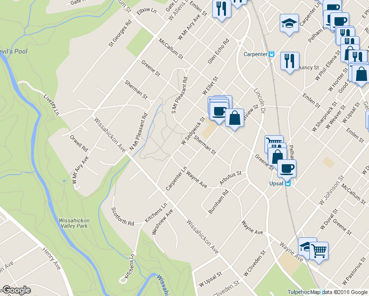 map of restaurants, bars, coffee shops, grocery stores, and more near 724 West Sedgwick Street in Philadelphia