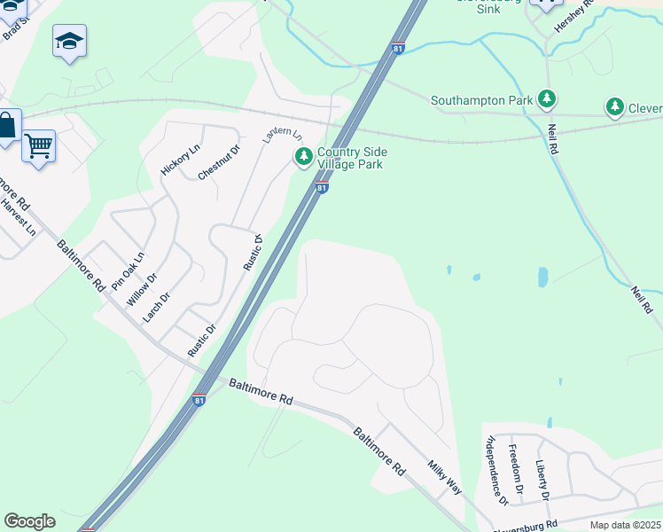 map of restaurants, bars, coffee shops, grocery stores, and more near 220 South Earl Street in Shippensburg