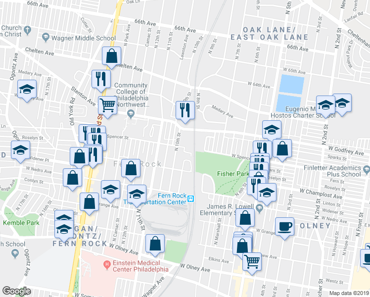 map of restaurants, bars, coffee shops, grocery stores, and more near 902 West Godfrey Avenue in Philadelphia