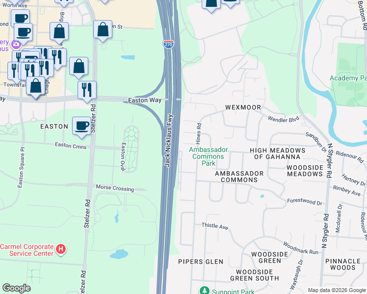 map of restaurants, bars, coffee shops, grocery stores, and more near 4539 Boca Court in Columbus