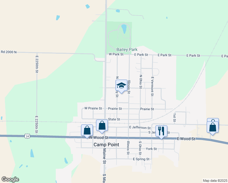 map of restaurants, bars, coffee shops, grocery stores, and more near 230 North Kentucky Street in Camp Point