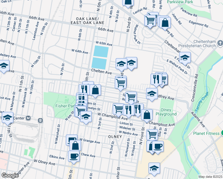 map of restaurants, bars, coffee shops, grocery stores, and more near 238 West Godfrey Avenue in Philadelphia