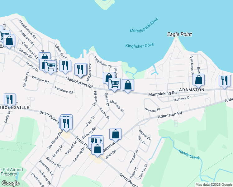 map of restaurants, bars, coffee shops, grocery stores, and more near 567 Mantoloking Road in Brick