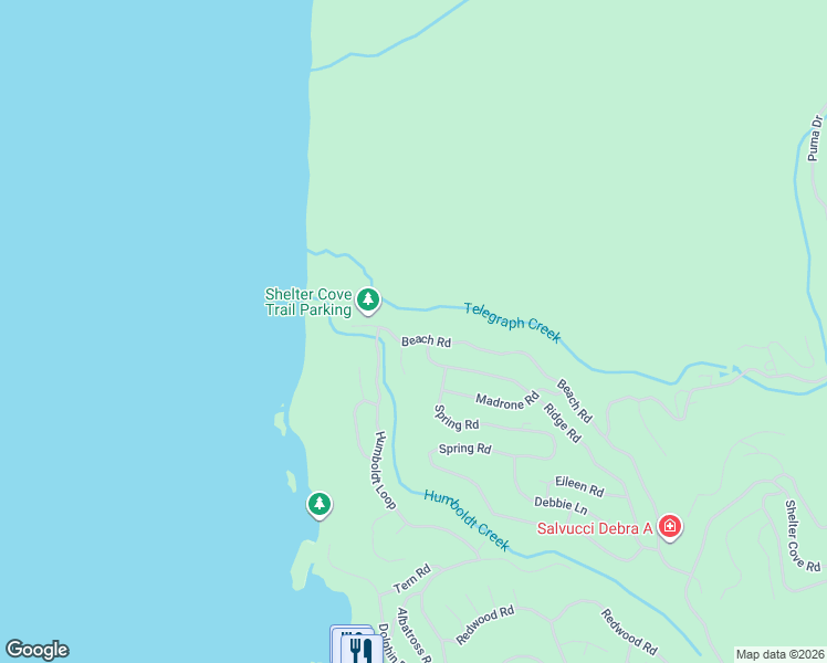 map of restaurants, bars, coffee shops, grocery stores, and more near 817 Beach Road in Whitethorn