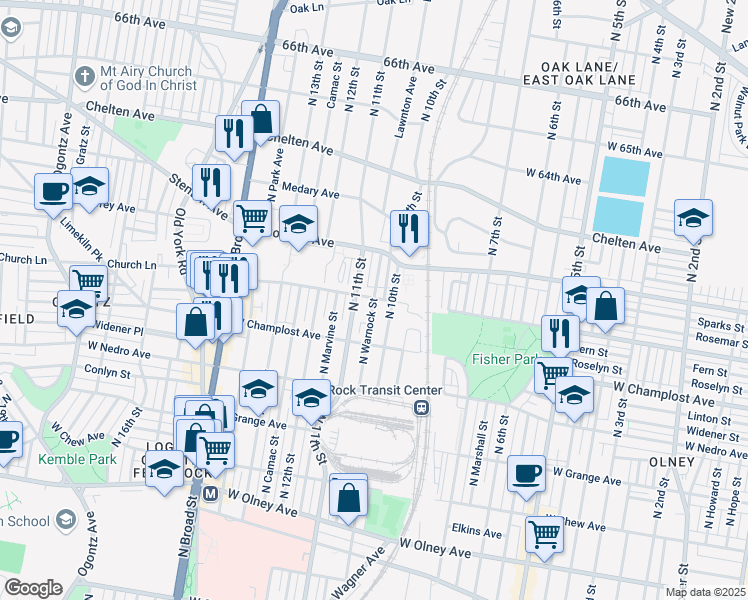 map of restaurants, bars, coffee shops, grocery stores, and more near in Philadelphia