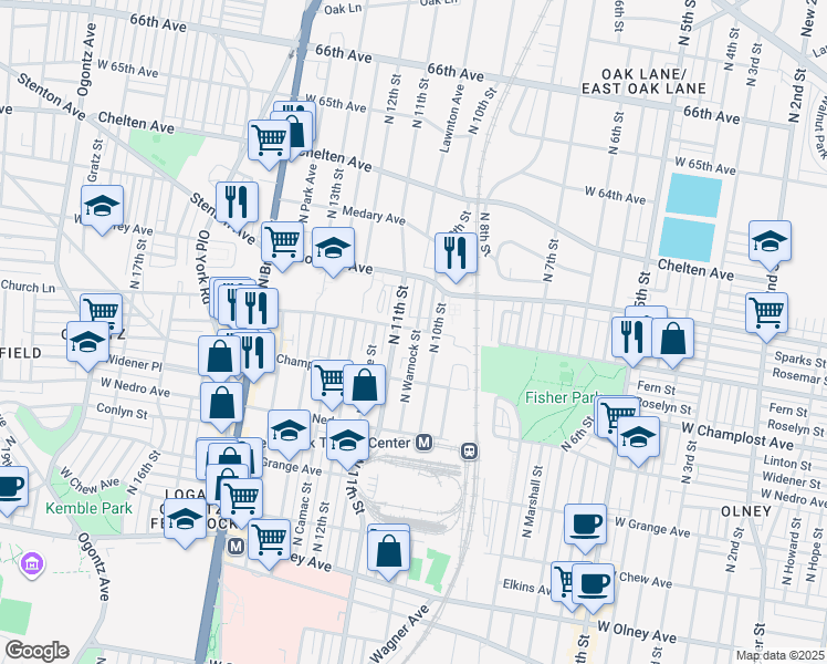 map of restaurants, bars, coffee shops, grocery stores, and more near in Philadelphia