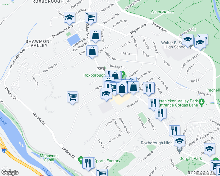 map of restaurants, bars, coffee shops, grocery stores, and more near 499 Domino Lane in Philadelphia