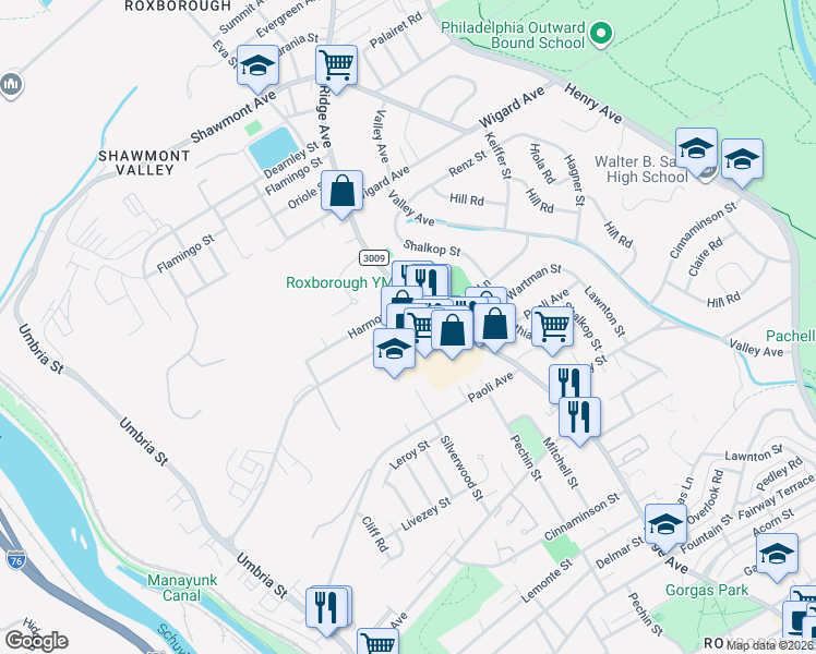 map of restaurants, bars, coffee shops, grocery stores, and more near 499 Domino Lane in Philadelphia
