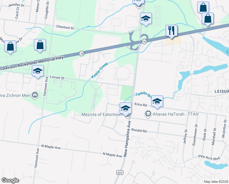 map of restaurants, bars, coffee shops, grocery stores, and more near 13 Prague Place in Lakewood