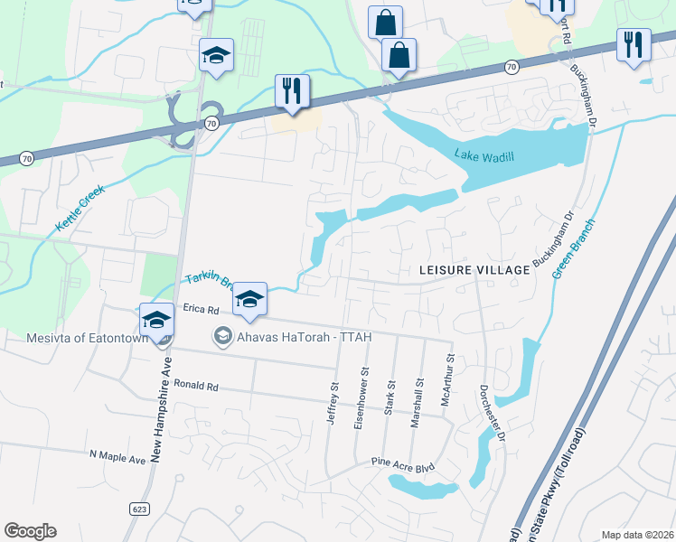 map of restaurants, bars, coffee shops, grocery stores, and more near 234A Buckingham Court in Lakewood