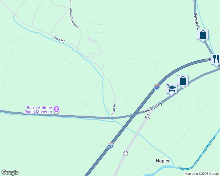 map of restaurants, bars, coffee shops, grocery stores, and more near 223 Point Road in Bedford