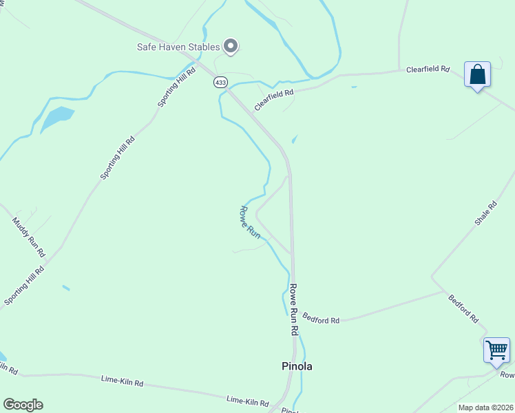 map of restaurants, bars, coffee shops, grocery stores, and more near 9691 Rowe Run Loop in Shippensburg