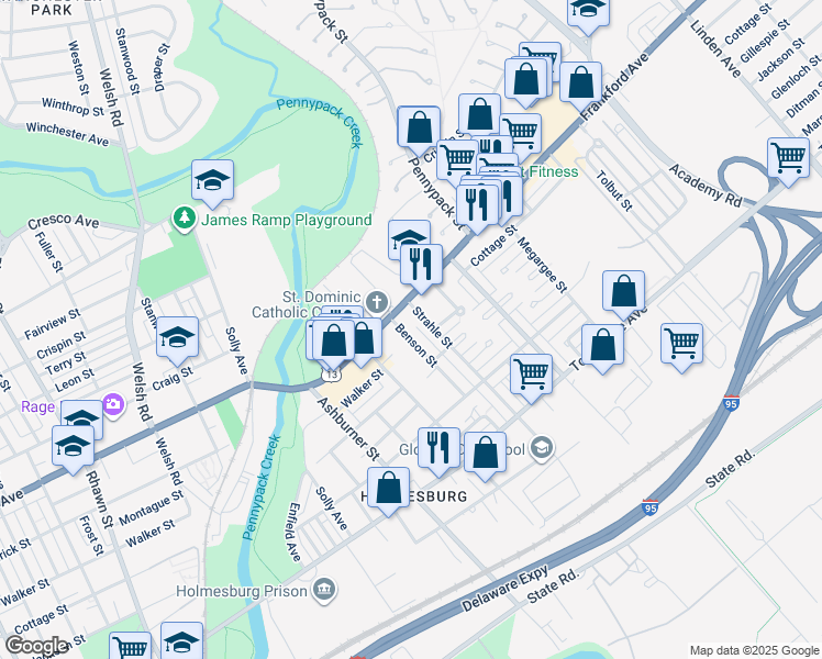 map of restaurants, bars, coffee shops, grocery stores, and more near 4015 Benson Street in Philadelphia