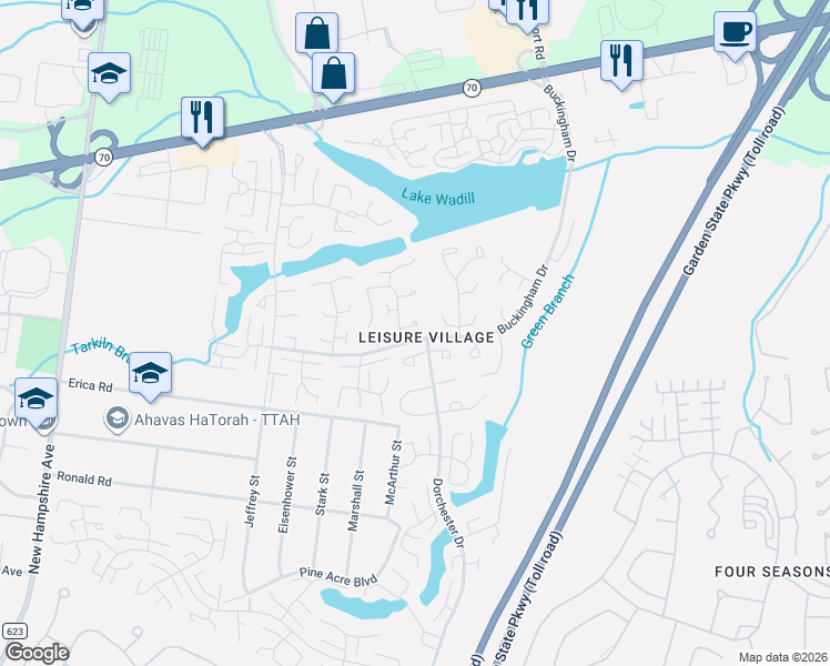map of restaurants, bars, coffee shops, grocery stores, and more near in Lakewood