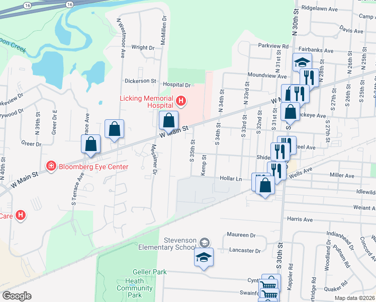 map of restaurants, bars, coffee shops, grocery stores, and more near 59 South 35th Street in Newark