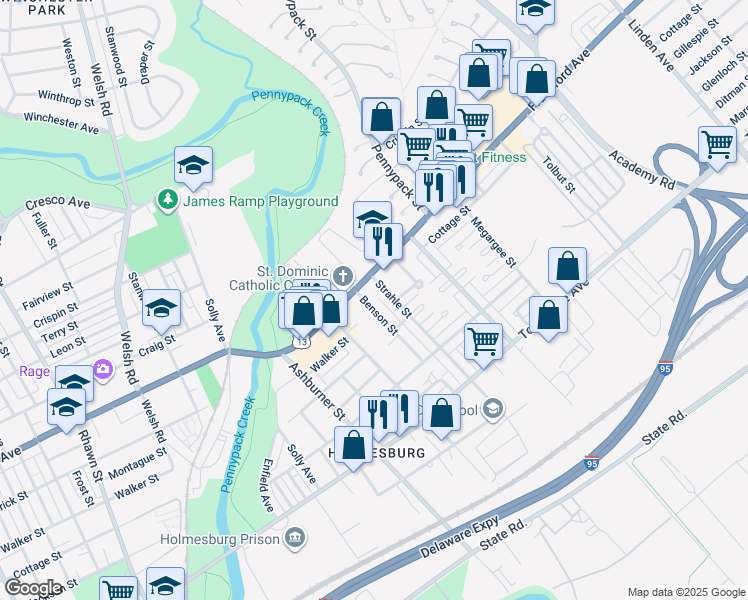 map of restaurants, bars, coffee shops, grocery stores, and more near 4015 Benson Street in Philadelphia