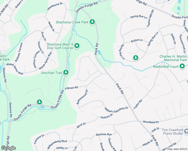map of restaurants, bars, coffee shops, grocery stores, and more near 461 Brookwood Drive in Downingtown
