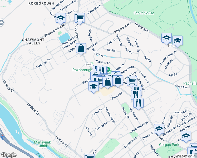 map of restaurants, bars, coffee shops, grocery stores, and more near 499 Domino Lane in Philadelphia