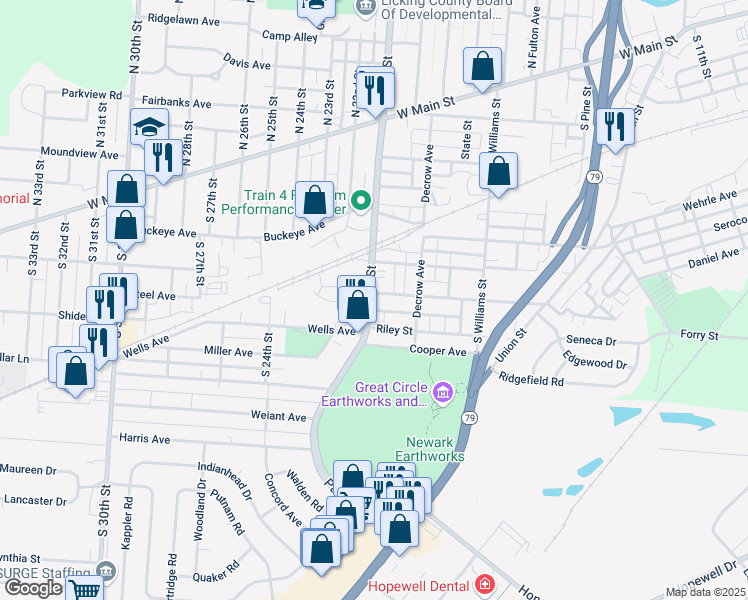 map of restaurants, bars, coffee shops, grocery stores, and more near 177 Hancock Street in Newark