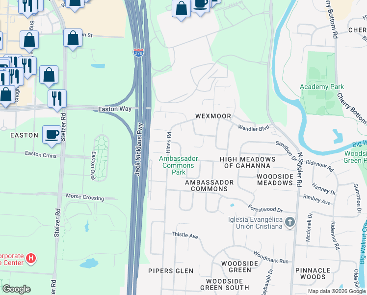map of restaurants, bars, coffee shops, grocery stores, and more near 651 Gahanna Highlands Drive in Columbus
