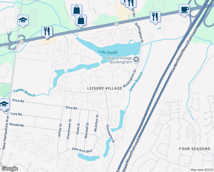 map of restaurants, bars, coffee shops, grocery stores, and more near 50B Cambridge Court in Lakewood