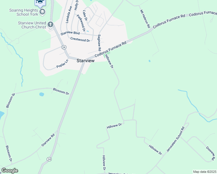 map of restaurants, bars, coffee shops, grocery stores, and more near 400 Hillview Drive in Mount Wolf