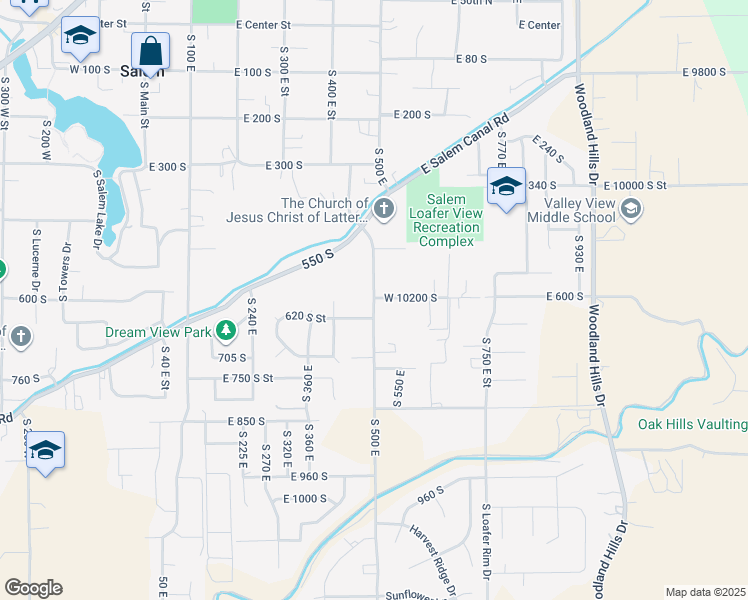 map of restaurants, bars, coffee shops, grocery stores, and more near 1287 South 500 East in Payson