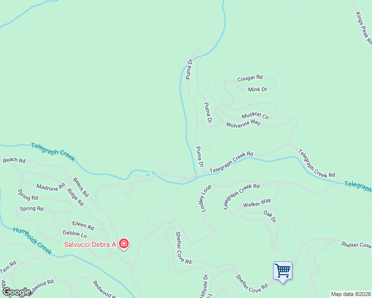 map of restaurants, bars, coffee shops, grocery stores, and more near 198 Raintree Circle in Whitethorn