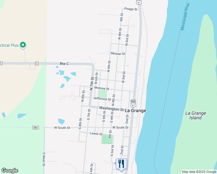 map of restaurants, bars, coffee shops, grocery stores, and more near 406 West Monroe Street in La Grange