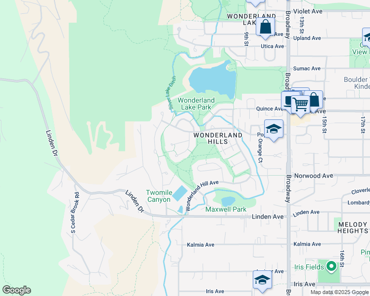 map of restaurants, bars, coffee shops, grocery stores, and more near 3885 Newport Lane in Boulder