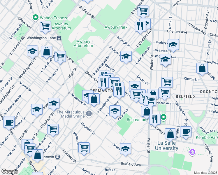 map of restaurants, bars, coffee shops, grocery stores, and more near in Philadelphia
