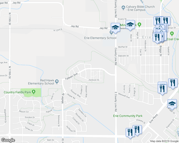 map of restaurants, bars, coffee shops, grocery stores, and more near 146 South McGregor Circle in Erie
