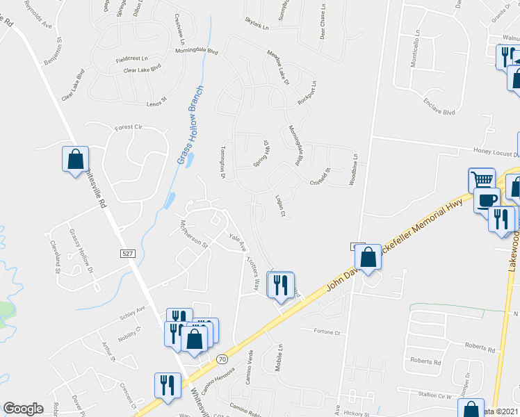 map of restaurants, bars, coffee shops, grocery stores, and more near 2340 East Ashfield Court in Toms River