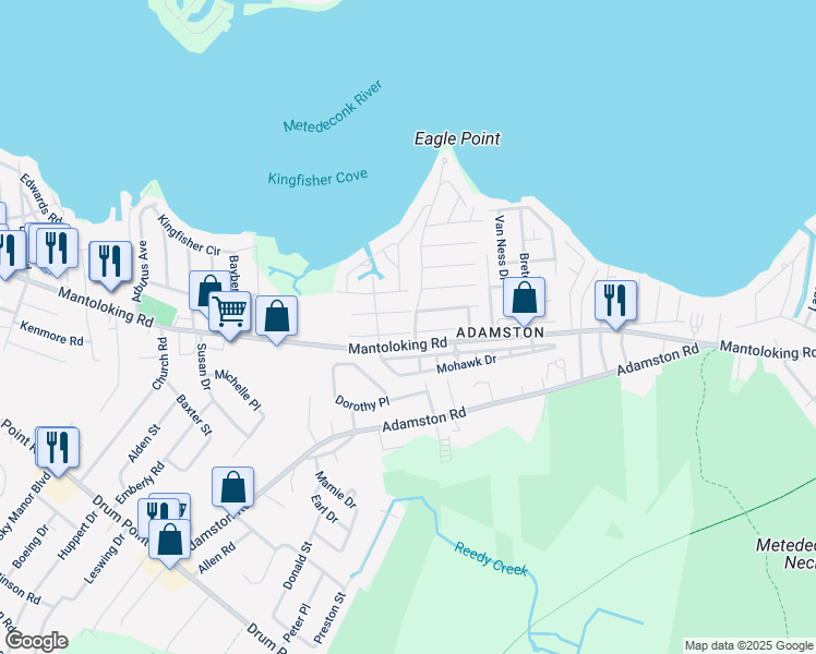 map of restaurants, bars, coffee shops, grocery stores, and more near 486 Woodpark Drive in Brick Township