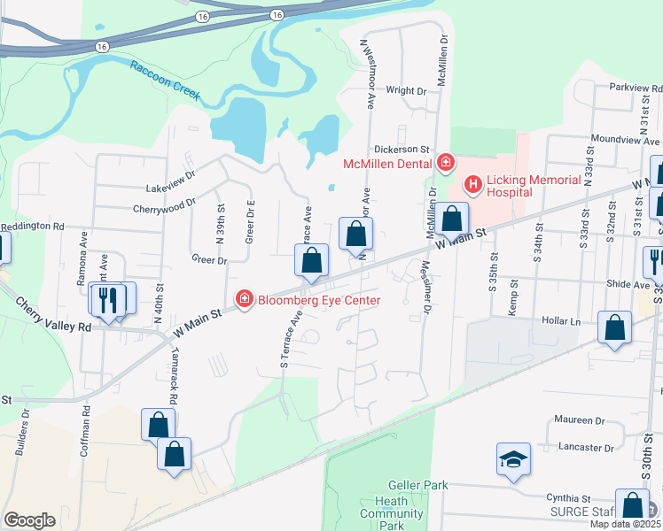 map of restaurants, bars, coffee shops, grocery stores, and more near 18 Stone House Court in Newark