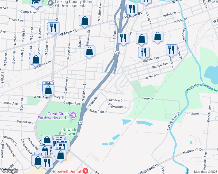 map of restaurants, bars, coffee shops, grocery stores, and more near 300 Union Street in Newark