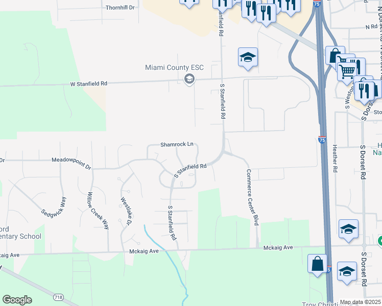map of restaurants, bars, coffee shops, grocery stores, and more near in Troy