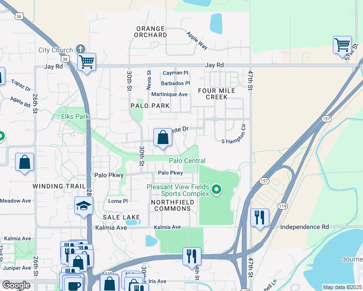 map of restaurants, bars, coffee shops, grocery stores, and more near 3866 Campo Court in Boulder