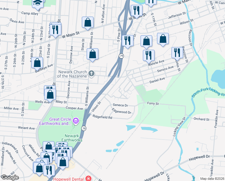 map of restaurants, bars, coffee shops, grocery stores, and more near 300 Union Street in Newark