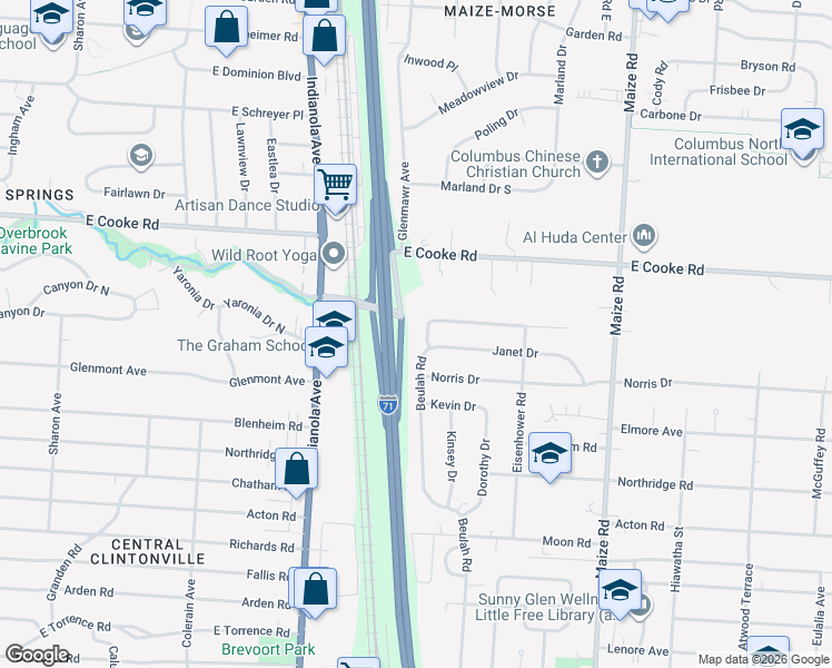 map of restaurants, bars, coffee shops, grocery stores, and more near 3963 Far Hills Drive in Columbus