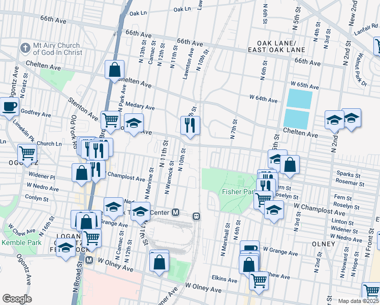 map of restaurants, bars, coffee shops, grocery stores, and more near 902 West Godfrey Avenue in Philadelphia