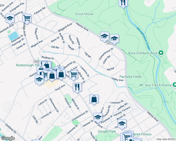 map of restaurants, bars, coffee shops, grocery stores, and more near 6915R Lawnton Street in Philadelphia