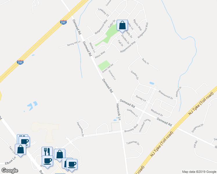map of restaurants, bars, coffee shops, grocery stores, and more near 1509 Oxmead Road in Burlington