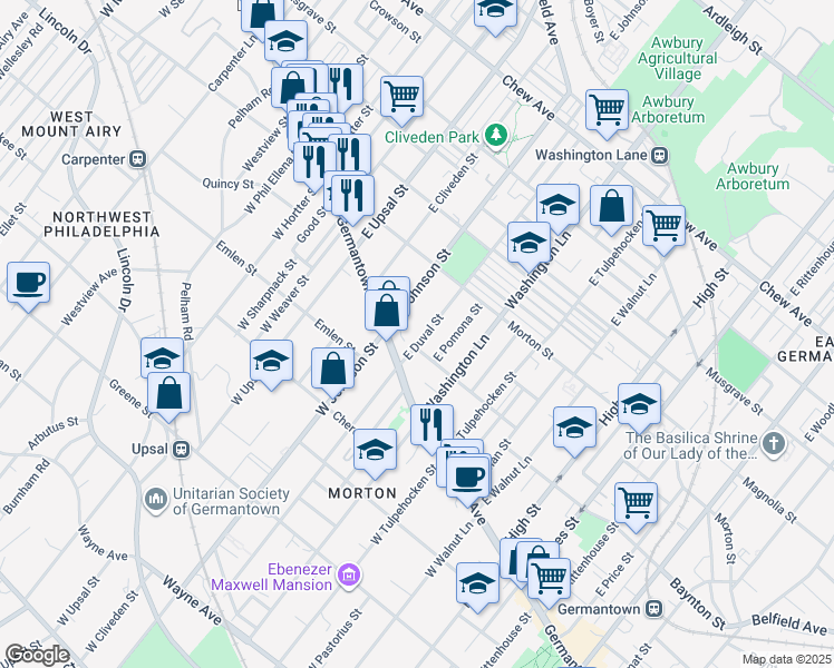 map of restaurants, bars, coffee shops, grocery stores, and more near in Philadelphia