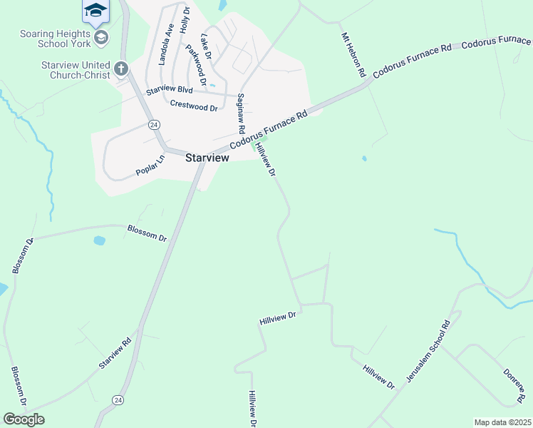 map of restaurants, bars, coffee shops, grocery stores, and more near 400 Hillview Drive in Mount Wolf