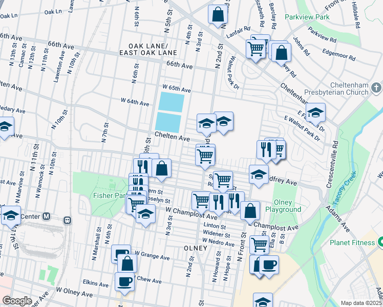 map of restaurants, bars, coffee shops, grocery stores, and more near 239 Laveer Street in Philadelphia