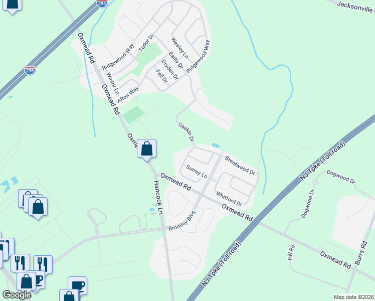 map of restaurants, bars, coffee shops, grocery stores, and more near 33 Coronet Terrace in Burlington
